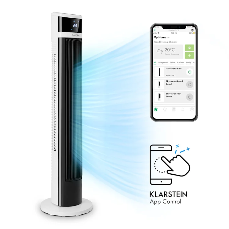 پنکه ایستاده هوشمند کلارشتاین آلمان مدل klarstein Icetower Smart - دارای کنترل از راه دور و اپلیکیشن موبایل